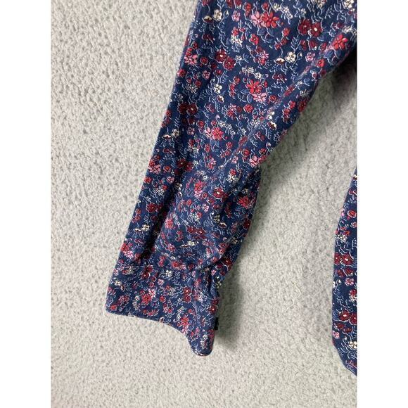 Express Men's Extra Slim Fit Floral Blue Long Sleeve Button-Up Shirt S - Picture 9 of 10